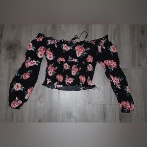 Almost Famous Black Floral Crop Top